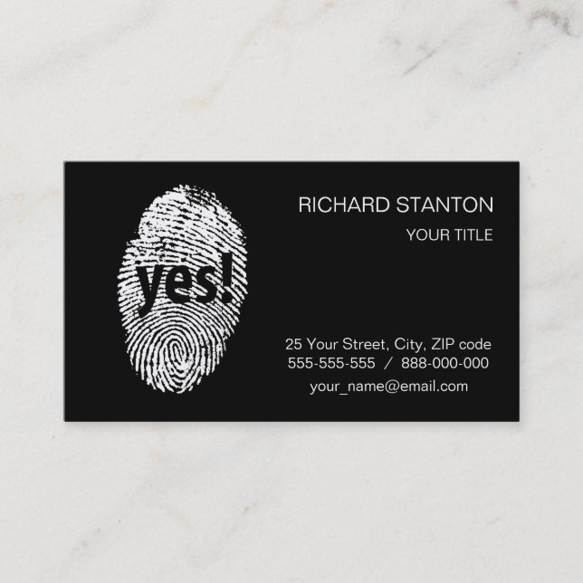 Ja: Fingerabdruck Visitenkarte (Vorderseite)