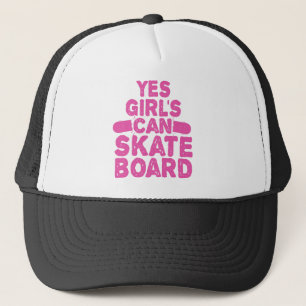 Ja Girl's can SkateBoard Funny Skate Girl Lover Truckerkappe