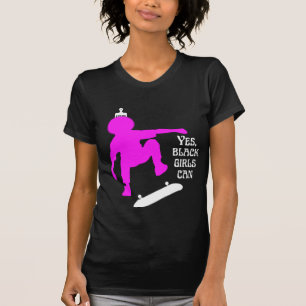 JA GIRLS KANN SKATEBOARD Black Skater Girl T-Shirt