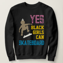 JA GIRLS KÖNNEN SKATEBOARD Retro Afro Skater Girl