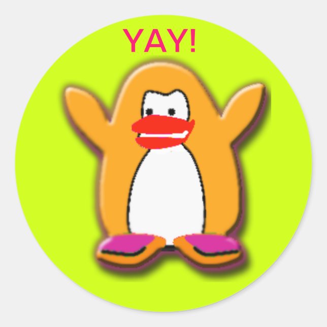 Ja! Happy Penguin Runder Aufkleber (Vorderseite)