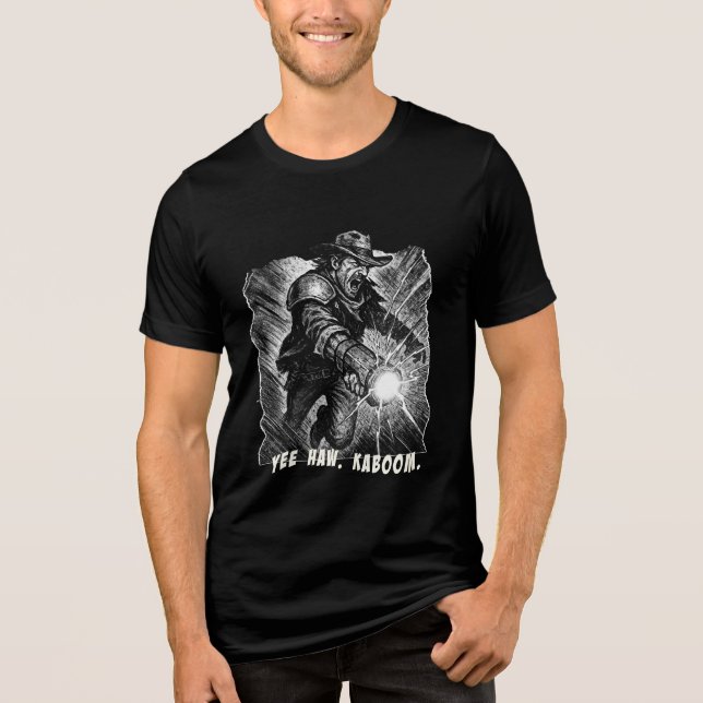Ja, Hau. Kaboom. Plasma-Schiefer Tri-Blend Shirt (Vorderseite)