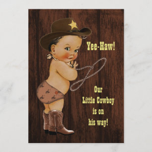 Ja-Haw! Little Ethnic Cowboy Rustic Baby Dusche Einladung