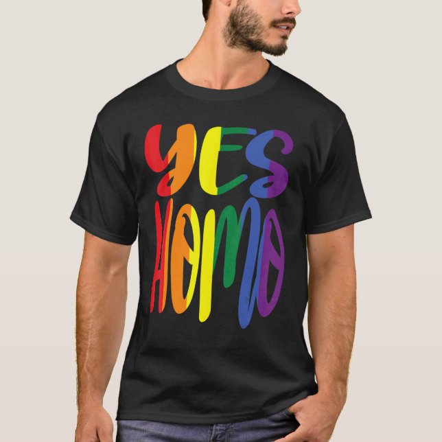 Ja Homo, Regenbogenfarben im Sprichwort T-Shirt (Vorderseite)