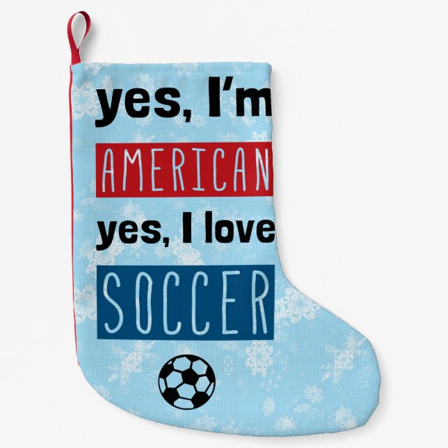 Ja, ich bin Amerikanerin, ich Liebe Fußball Weihna Kleiner Weihnachtsstrumpf (Vorderseite)