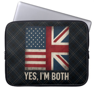 Ja, ich bin beide amerikanische britische Flaggen Laptopschutzhülle