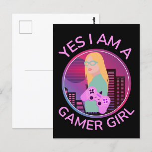 JA, ICH BIN EIN GAMER MÄDCHEN POSTKARTE