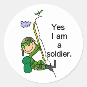 Ja, ich bin ein Soldat Runder Aufkleber