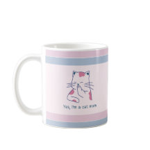 Ja, ich bin eine Cat-Mama, rosa und blau gestreift