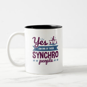 Ja, ich bin einer dieser Synchro-Leute, die schwim Zweifarbige Tasse