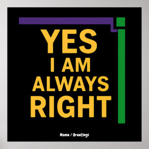 Ja, ich bin immer richtig Mathe Lehrer Geometry Pu Poster