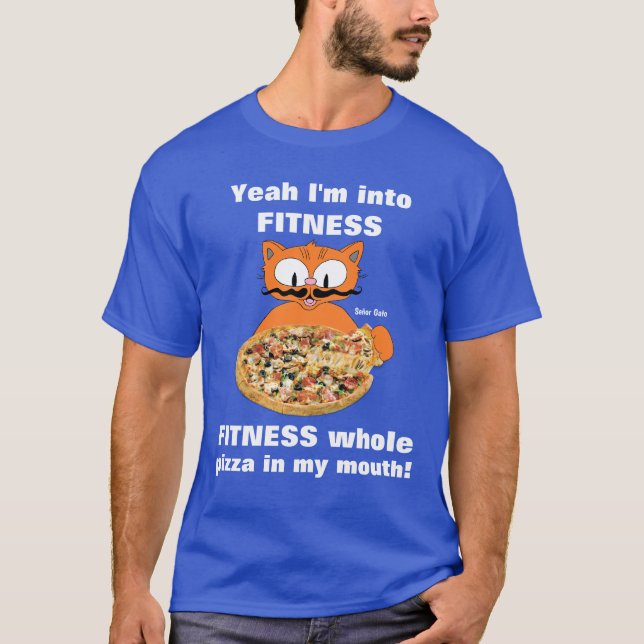 Ja, ich bin in der Fitness Funny Pizza Cartoon Cat T-Shirt (Vorderseite)