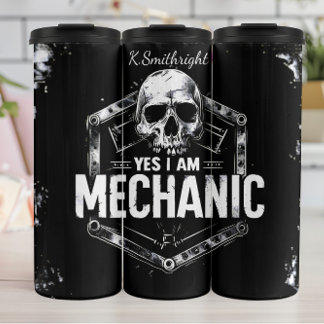 Ja, ich bin Mechanikschädel Thermosbecher