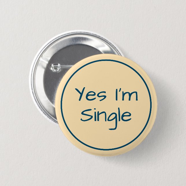 Ja, ich bin Single Peach and Blue Text Button (Vorne & Hinten)