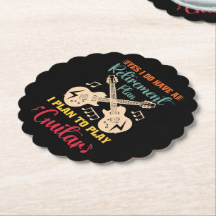 Ja, ich habe einen Ruhestandsplan Funny Guitar Lov Untersetzer