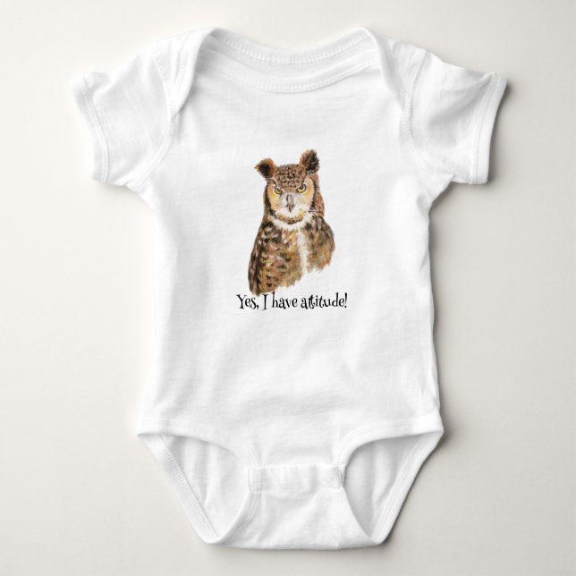 "Ja, ich habe Einstellung!" Zitat Kunst für Eule-L Baby Strampler (Vorderseite)