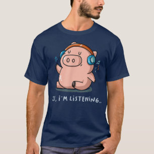 Ja, ich höre Musik Fan Pig Farm Bauer Introv T-Shirt