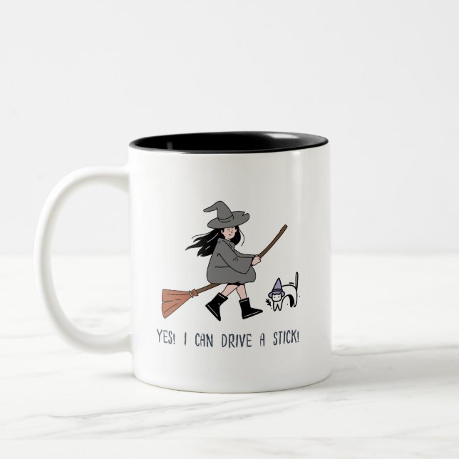 Ja! Ich kann einen Stick fahren: Halloween Coffee  Zweifarbige Tasse (Links)
