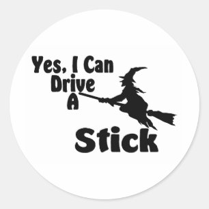 Ja, ich kann einen Stick fahren Runder Aufkleber
