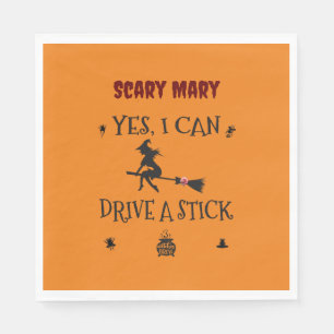 Ja, ich kann einen Stick fahren, sagt die Hexe Serviette