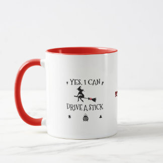 Ja, ich kann einen Stick fahren, sagt die Hexe Tasse