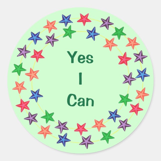 Ja, ich kann Kreise von farbigen Sternenklebern Runder Aufkleber (Vorderseite)