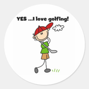 JA ich Liebe-Golf spielen Runder Aufkleber