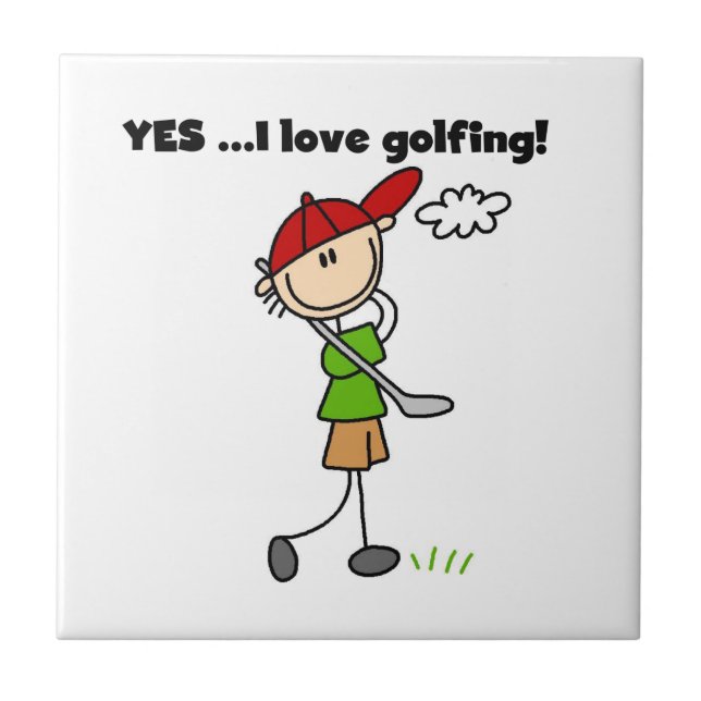 Ja, ich liebe Golfen Fliese (Vorderseite)