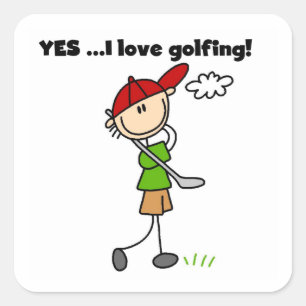 Ja, ich liebe Golfen Quadratischer Aufkleber
