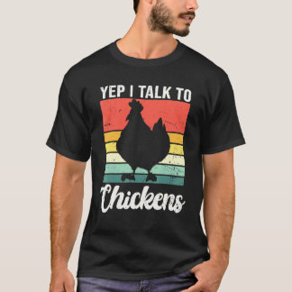 Ja, ich rede mit Hühnern Vintage Retro 70er Huhn S T-Shirt