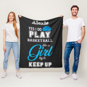 Ja, ich spiele Basketball wie ein Mädchen blau Fleecedecke