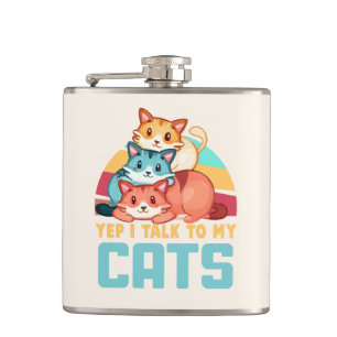 Ja, ich spreche mit meinem Cats-Adorable Trio Cat  Flachmann