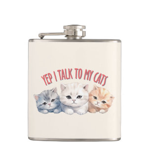 Ja, ich spreche mit meinen Katzen - Adorable Trio Flachmann