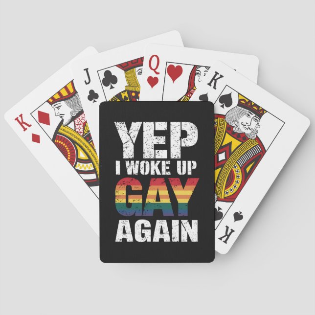 Ja, ich Weckte Gay wieder Stolz Regenbogen Que Gay Spielkarten (Rückseite)