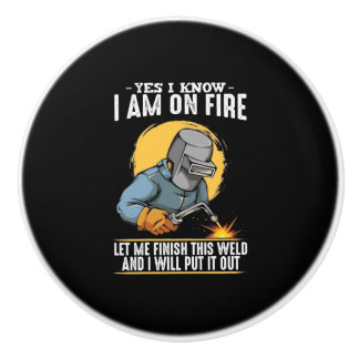Ja, ich weiß, dass ich im Feuer bin Keramikknauf