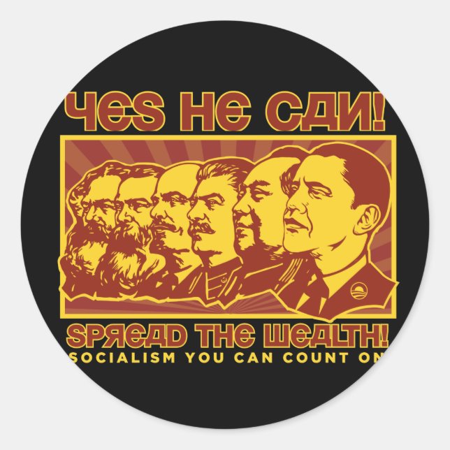 Ja, kann er! Comrade Obama Spoof Runder Aufkleber (Vorderseite)