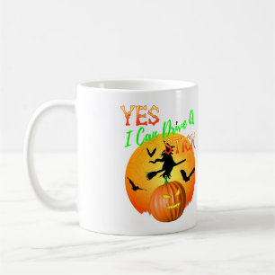Ja kann ich eine Stock-lustige Halloween-Hexe Kaffeetasse