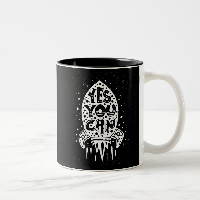 Ja können Sie Rocketship Zweifarbige Tasse (Rechts)