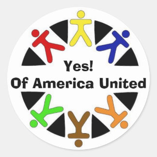 Ja-Logo, Ja!Von Amerika vereint Runder Aufkleber