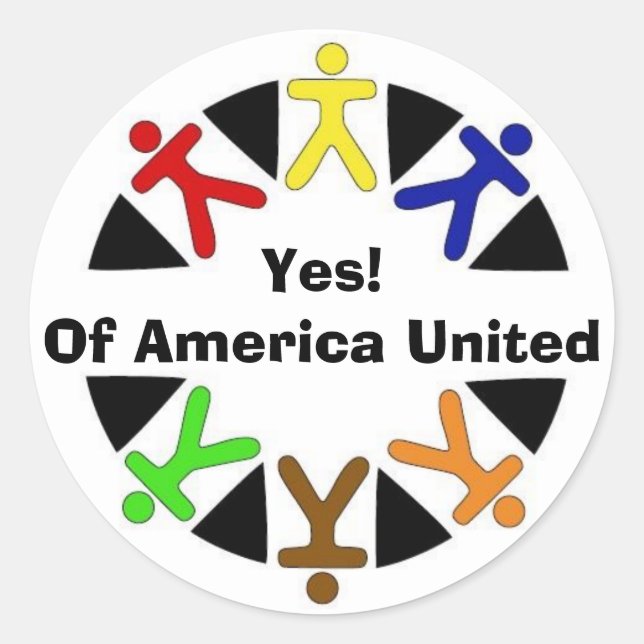 Ja-Logo, Ja!Von Amerika vereint Runder Aufkleber (Vorderseite)