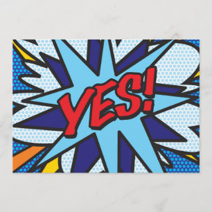 JA Lustige Retro-Comic-Book-Pop-Art Einladung