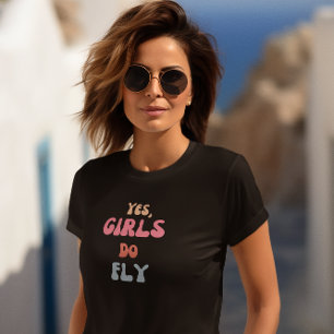 Ja, Mädchen können fliegen, Inspirierend, Retro, B T-Shirt