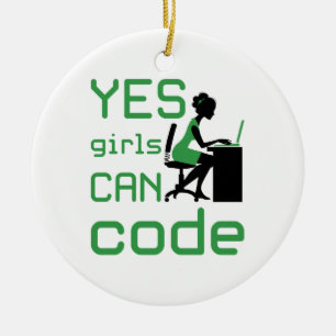 Ja Mädchen können weibliche Programmiererentwickle Keramik Ornament