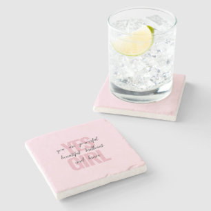 Ja Mädchen Sie sind schöne Motivierend Girl Print Steinuntersetzer