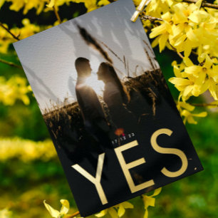 JA   Modernes Gold Foto Rette unser Datum Folieneinladung