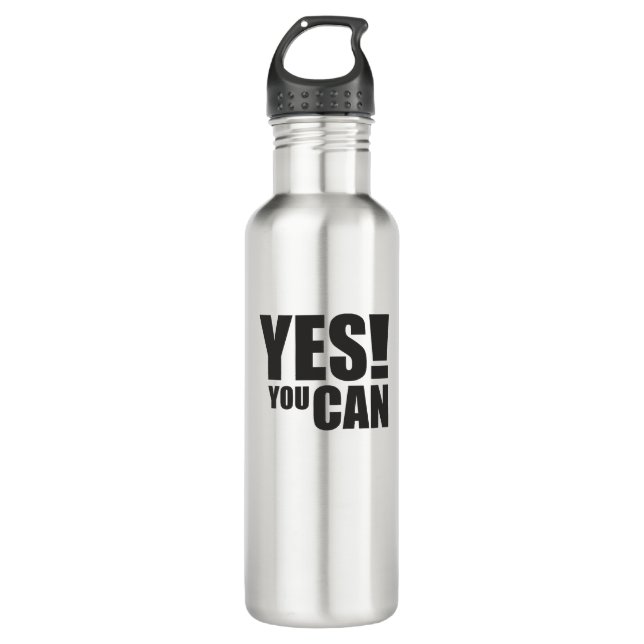 JA - Motivierend positives Angebotsdesign Edelstahlflasche (Vorderseite)