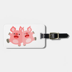 JA! Niedlicher Cartoon Schweine Gepäckmarke Gepäckanhänger