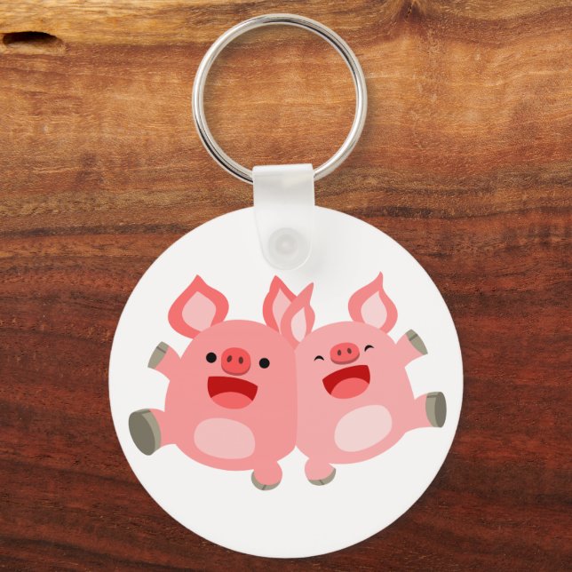 JA! Niedlicher Cartoon Schweine Schlüsselanhänger (Vorderseite)