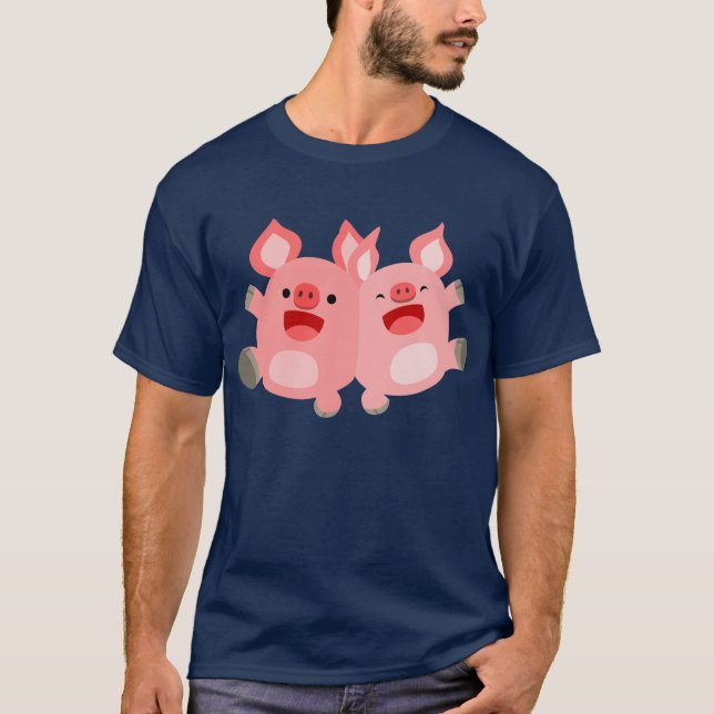 JA! Niedlicher Cartoon Schweine T - Shirt (Vorderseite)
