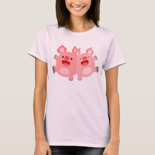 JA! Niedlicher Cartoon Schweine T - Shirt Frauen